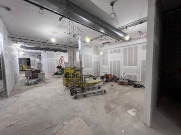 A construction photo of our new gallery space