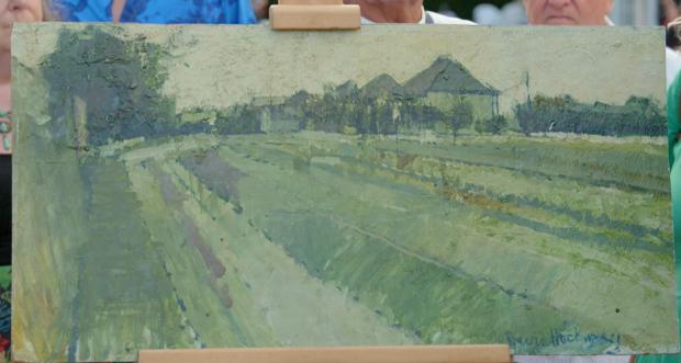 a green landscape painting