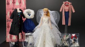 A Barbie doll in a wedding dress 