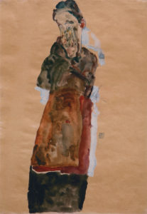 A painting of a person in a long coatDescription automatically generated with low confidence