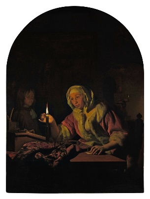 Young Woman Sealing a Letter by Candlelight by Frans van Mieris the Elder