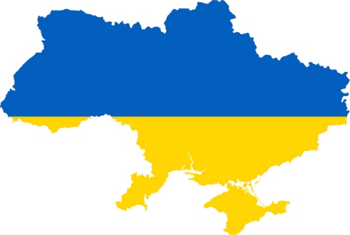 A blue and yellow flagDescription automatically generated