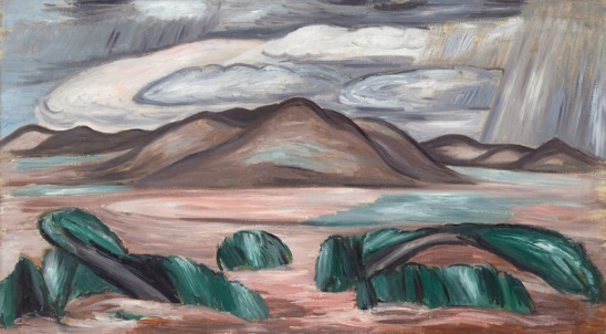 A painting of a desert landscapeDescription automatically generated