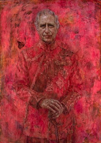 A painting of a person in a red coatDescription automatically generated